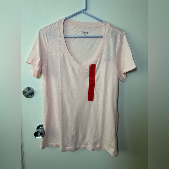 Felina Light Pink V-Neck Short Sleeve Tee - Picture 1 of 7